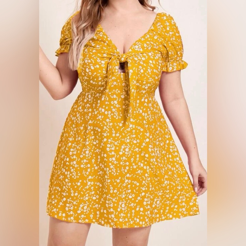 Floral Front Tie Milkmaid Dress